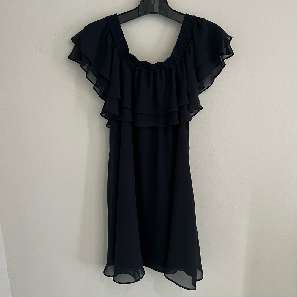 Sam Edelman Women’s Black Ruffled Tiered Mini Dress